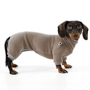 KARMA HUND - Polar Fleece Overall für Dackel Walnut